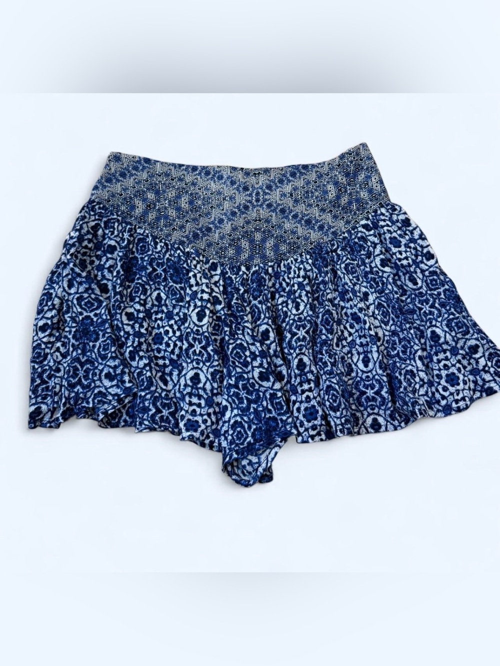 Band of Gypsies Blue Patterned Flowy Shorts